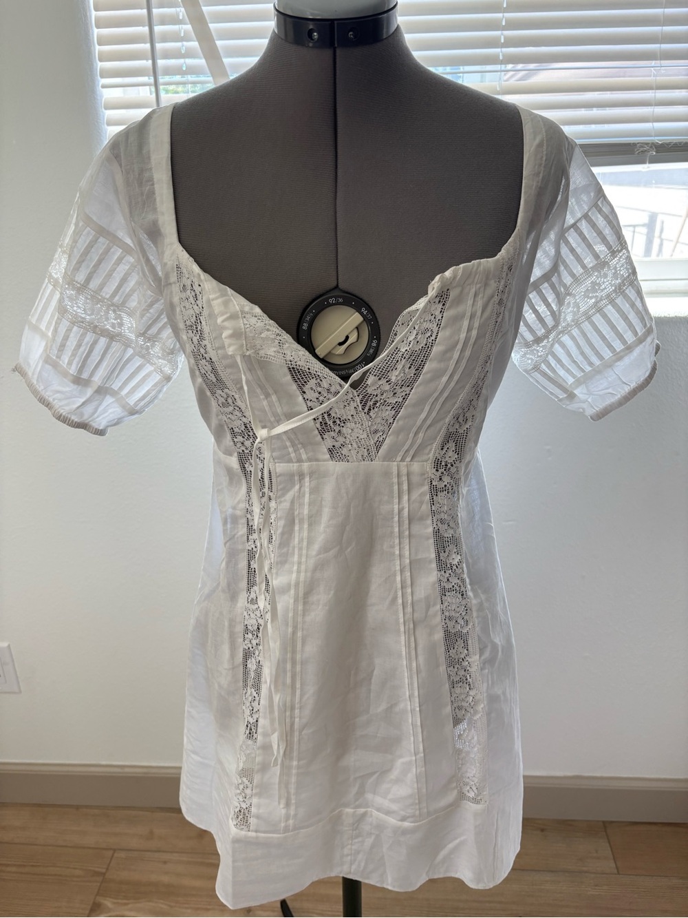 With Jean White Lace-Trim Short Sleeve Chemise Top